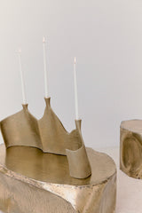 NIGHT STRIKES SPARKS TRIPLE CANDELABRUM IN BRASS RESIN