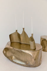 NIGHT STRIKES SPARKS TRIPLE CANDELABRUM IN BRASS RESIN
