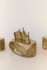 NIGHT STRIKES SPARKS TRIPLE CANDELABRUM IN BRASS RESIN