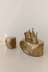 NIGHT STRIKES SPARKS TRIPLE CANDELABRUM IN BRASS RESIN