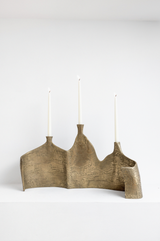NIGHT STRIKES SPARKS TRIPLE CANDELABRUM IN BRASS RESIN