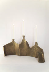NIGHT STRIKES SPARKS TRIPLE CANDELABRUM IN BRASS RESIN