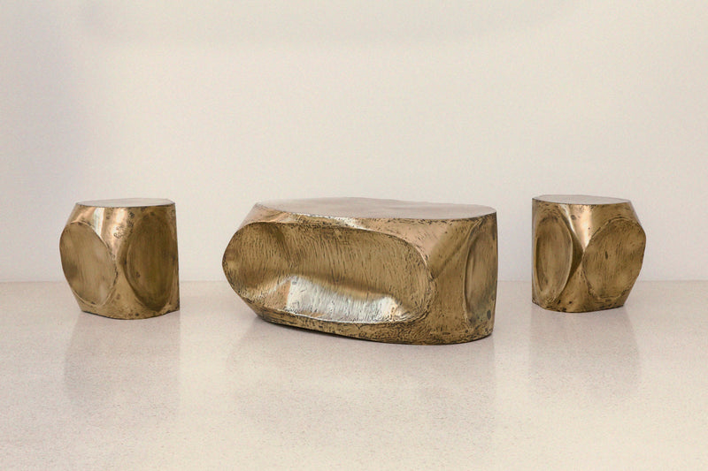 ROCHER MEDIUM TABLE IN POLISHED BRASS RESIN