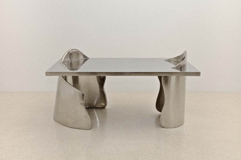 ARMAND OFFICE DESK IN POLISHED STAINLESS STEEL