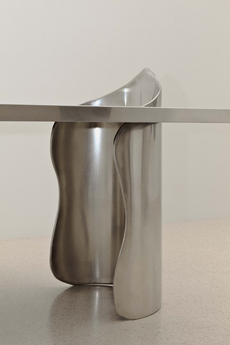 ARMAND OFFICE DESK IN POLISHED STAINLESS STEEL