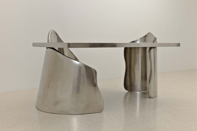 ARMAND OFFICE DESK IN POLISHED STAINLESS STEEL