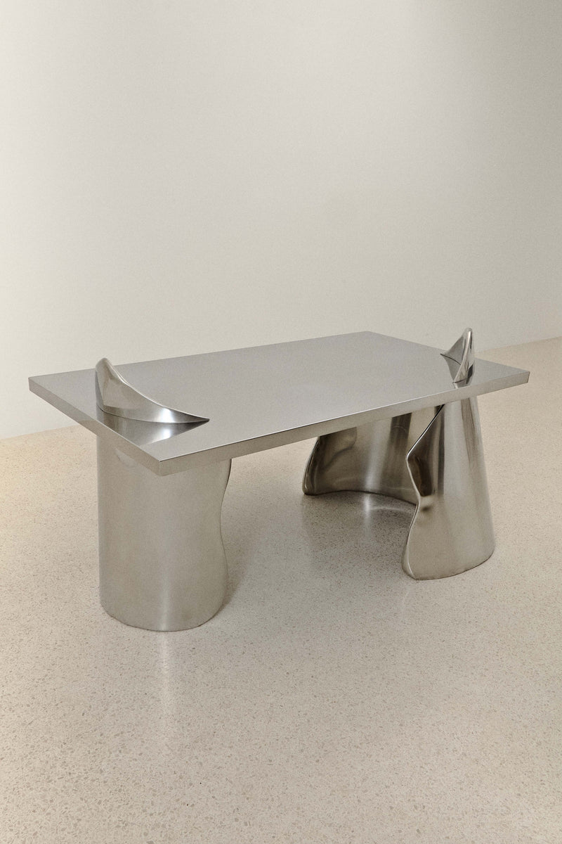ARMAND OFFICE DESK IN POLISHED STAINLESS STEEL