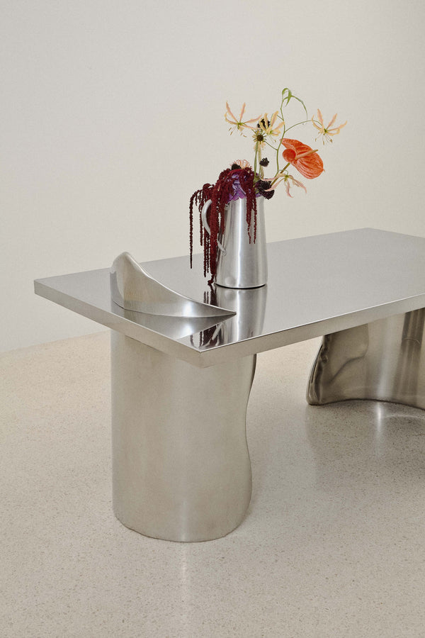 ARMAND OFFICE DESK IN POLISHED STAINLESS STEEL
