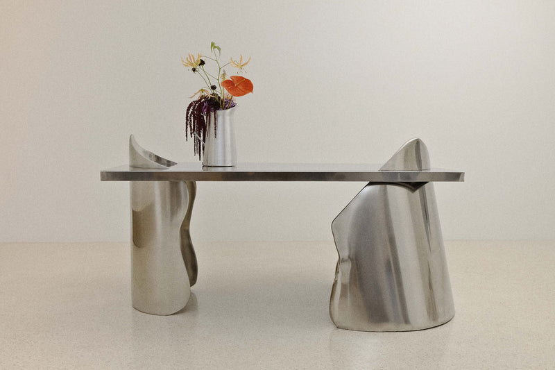 ARMAND OFFICE DESK IN POLISHED STAINLESS STEEL