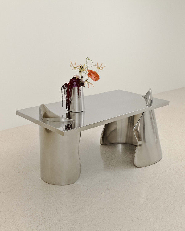ARMAND OFFICE DESK IN POLISHED STAINLESS STEEL