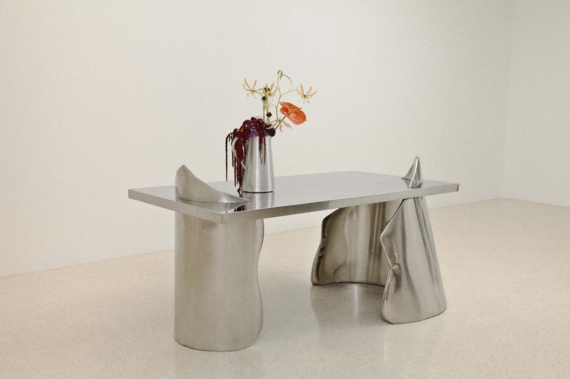 ARMAND OFFICE DESK IN POLISHED STAINLESS STEEL