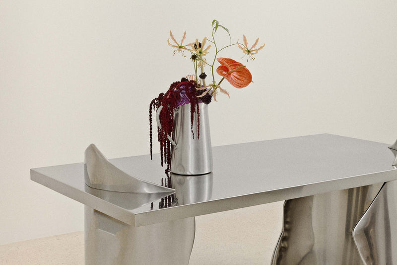 ARMAND OFFICE DESK IN POLISHED STAINLESS STEEL