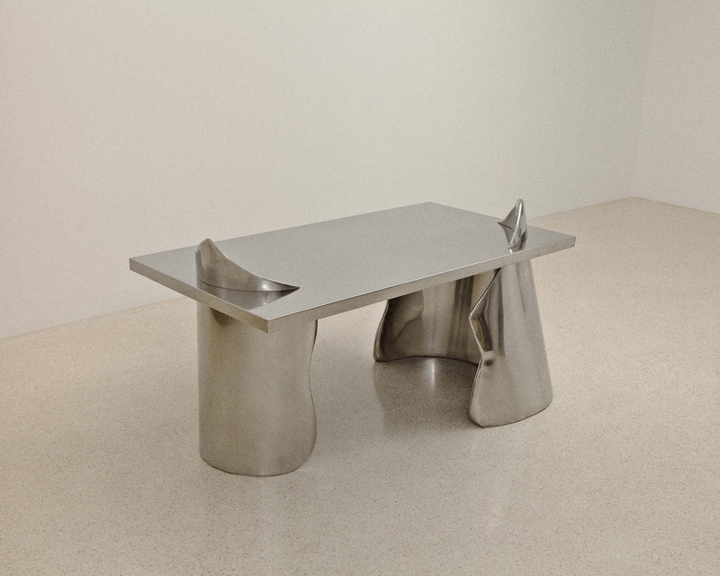 ARMAND OFFICE DESK IN POLISHED STAINLESS STEEL