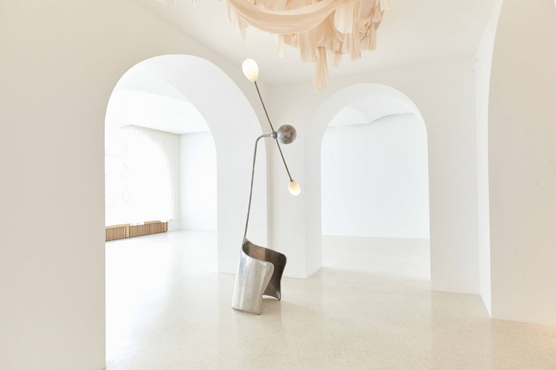 MOULIN FLOOR LAMP IN POLISHED STAINLESS STEEL
