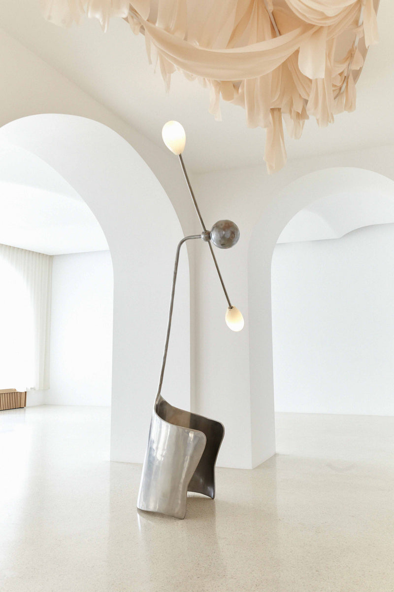 MOULIN FLOOR LAMP IN POLISHED STAINLESS STEEL