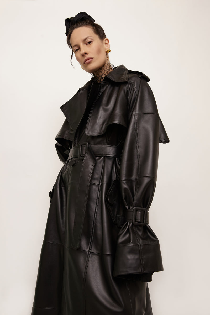SMOOTH LEATHER TRENCH COAT
