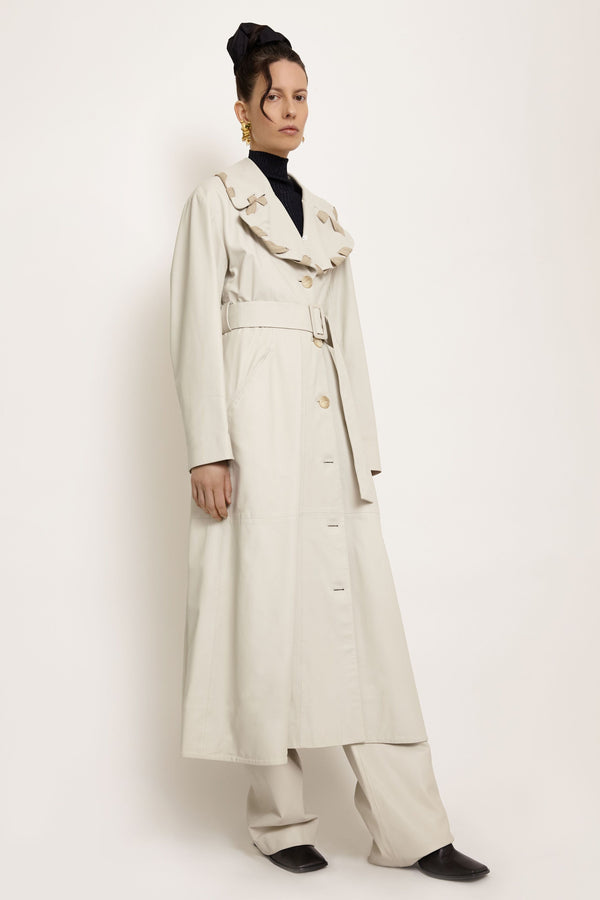 PECHE LEATHER TRENCH COAT